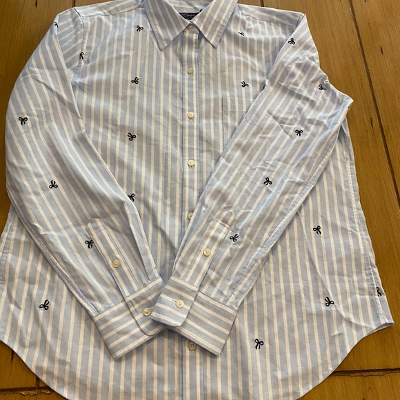 Vineyard Vines Women’s Blue White Striped Bows Button Down Shirt Large NEW - Picture 9 of 12